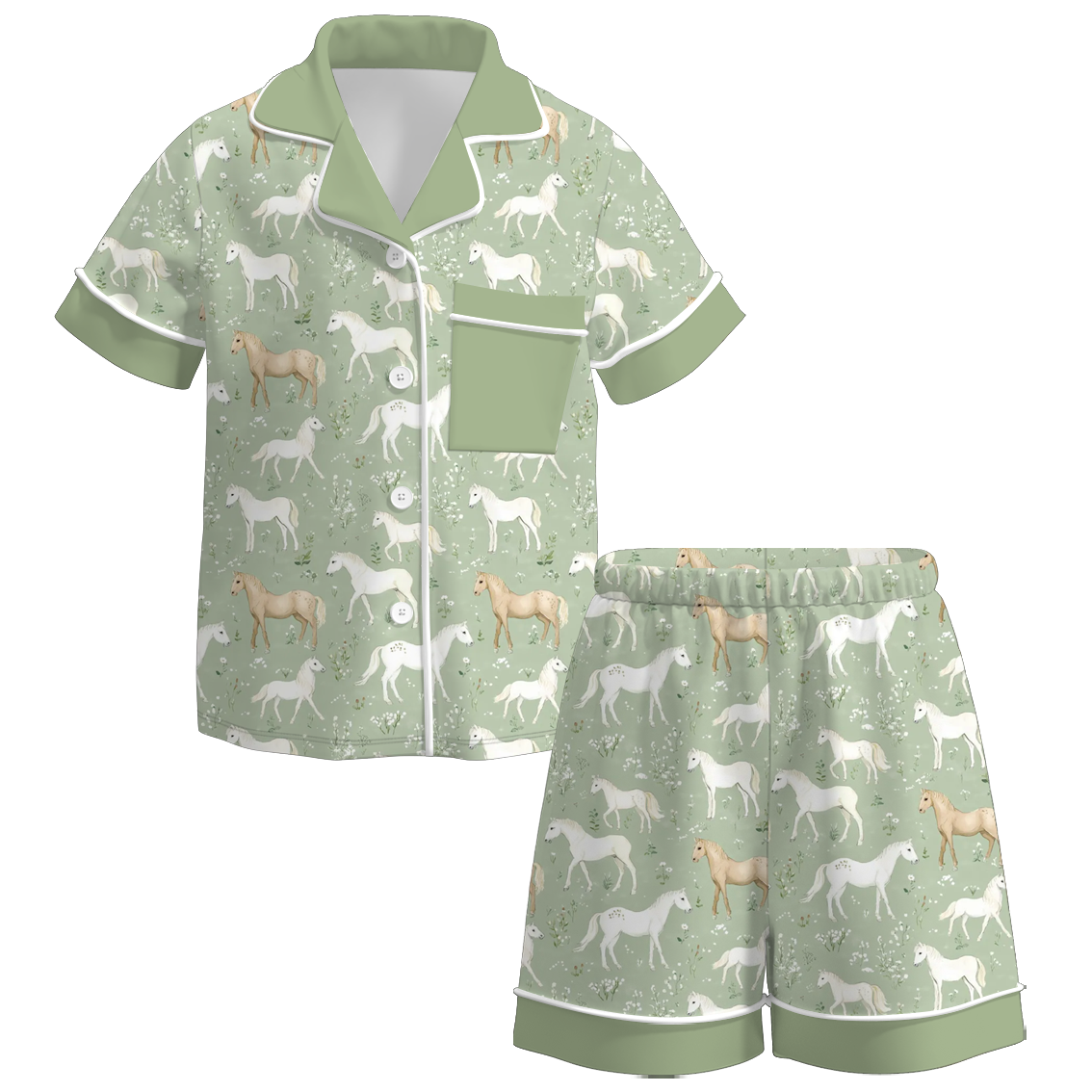 （Pre Order）Girls Spring and Summer Western Print Pajamas