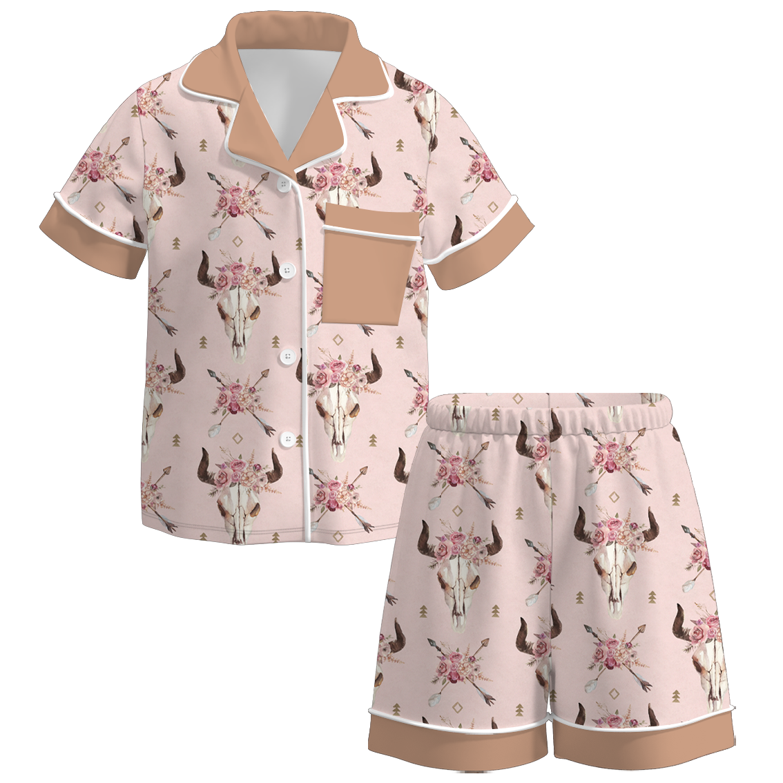 （Pre Order）Girls Spring and Summer Western Print Pajamas
