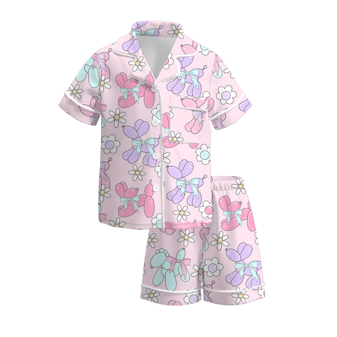 （Pre Order）Girls Spring and Summer Cartoon Print Pajamas