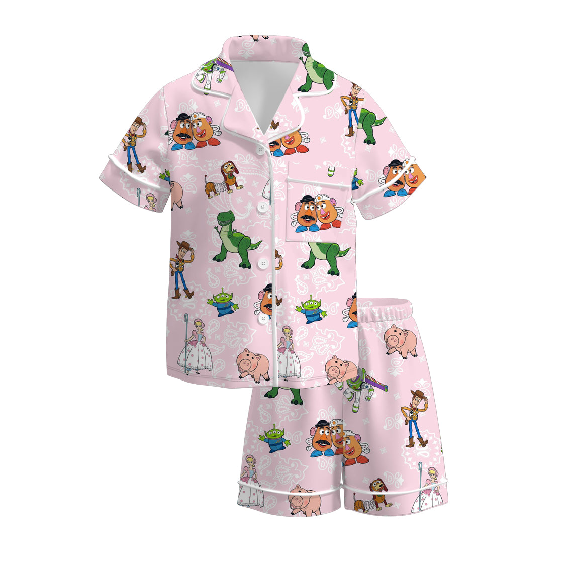 （Pre Order）Girls Spring and Summer Cartoon Print Pajamas