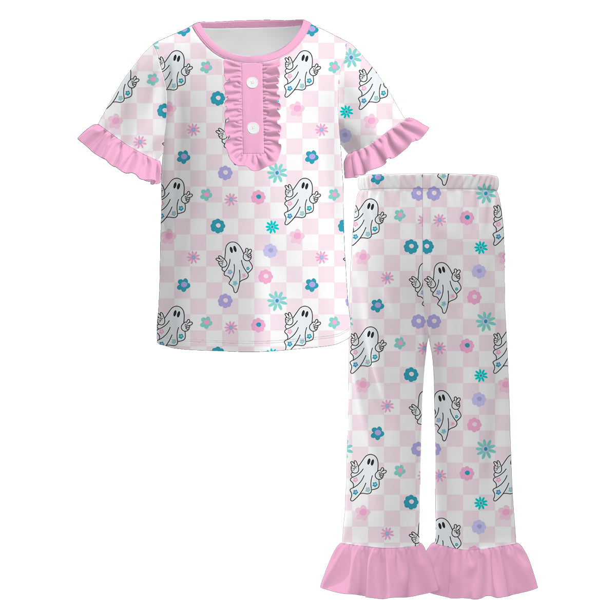 （Pre Order）Family Halloween Ghost Print Dress,Set,Pajamas＆Romper