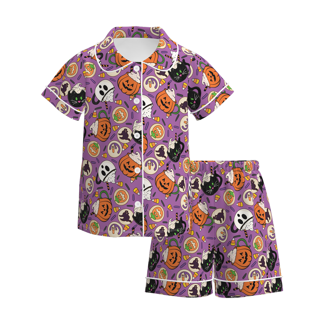 （Pre Order）Girls Halloween Cartoon Print Pajamas