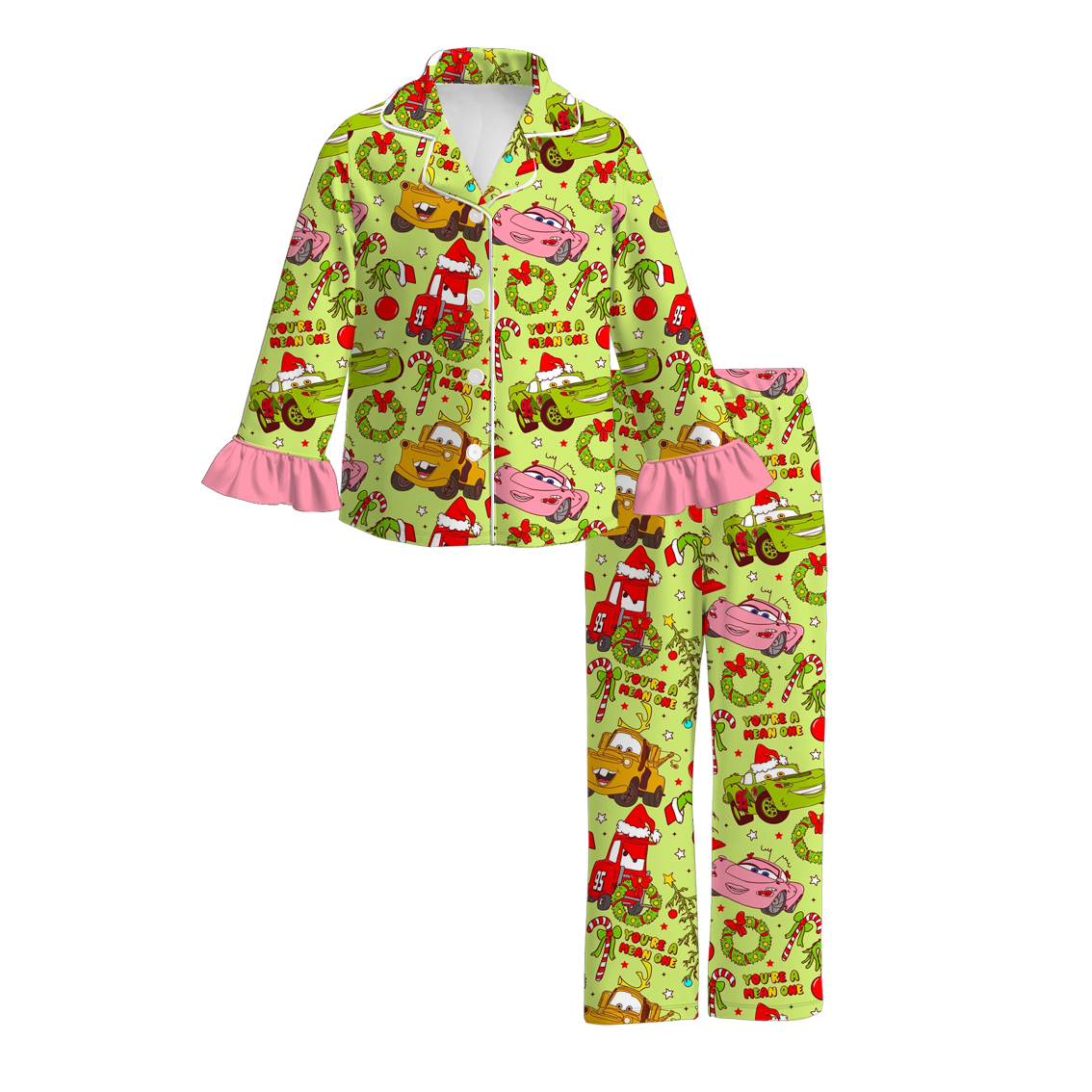 （Pre Order）Family Christmas Cartoon Print Dress,Set＆Top