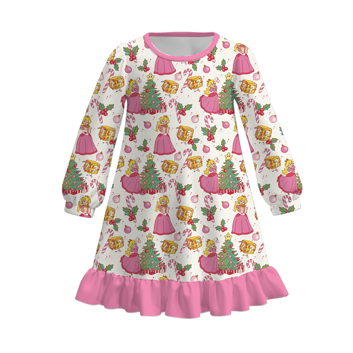 （Pre Order）Family Christmas Princess Print Dress,Set＆Romper