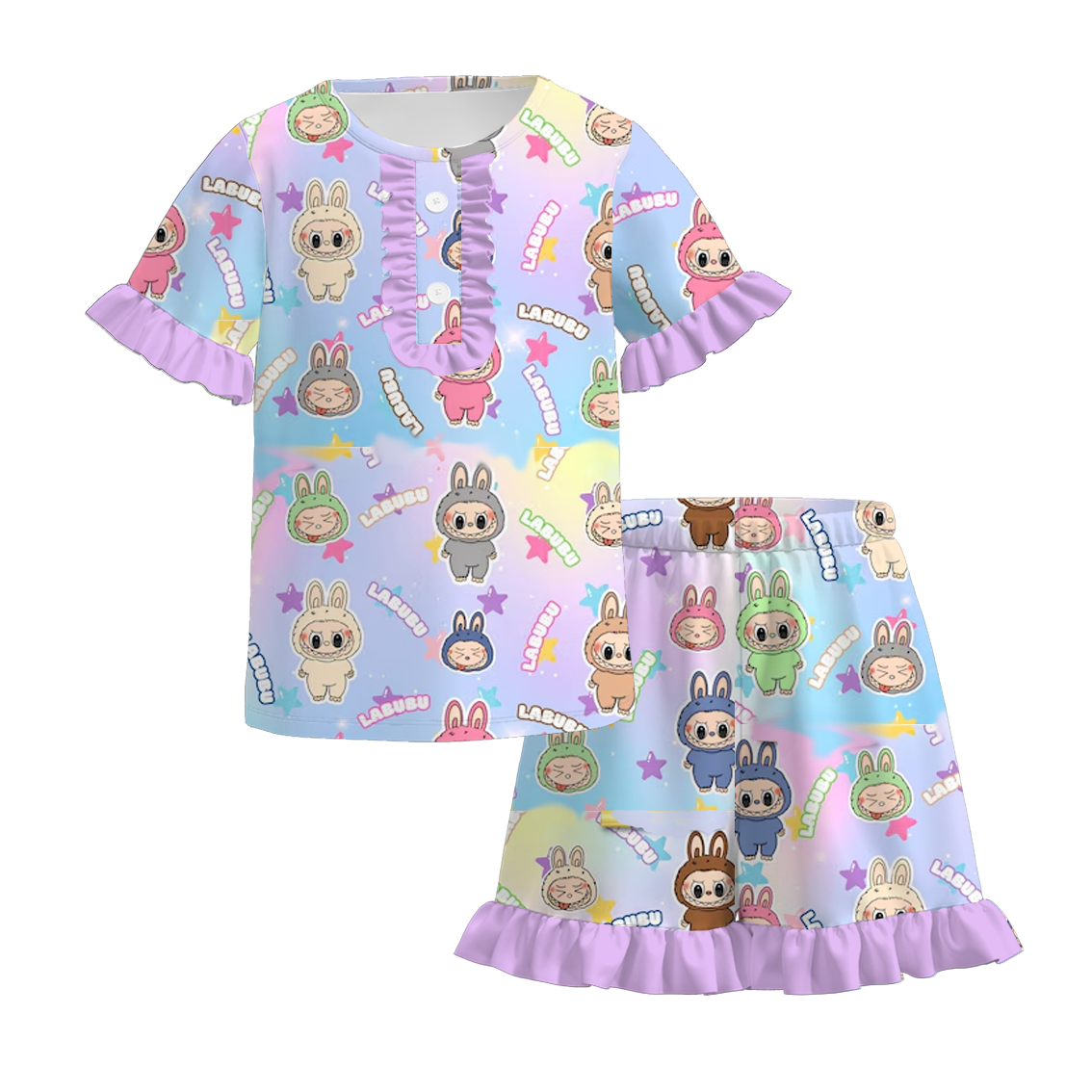 （Pre Order）Girls Summer Cartoon Print Pajamas
