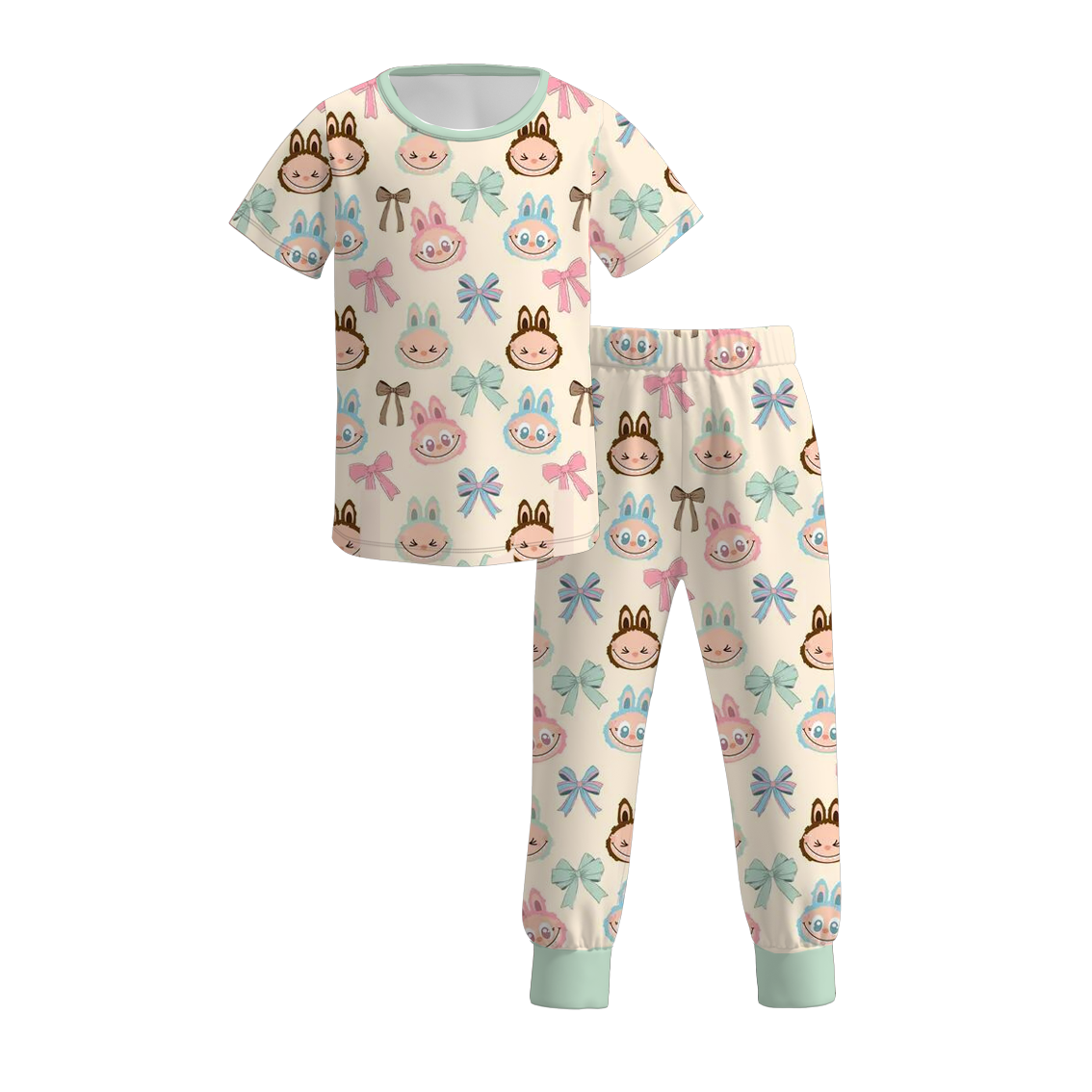 （Pre Order）Girls Summer Cartoon Print Pajamas