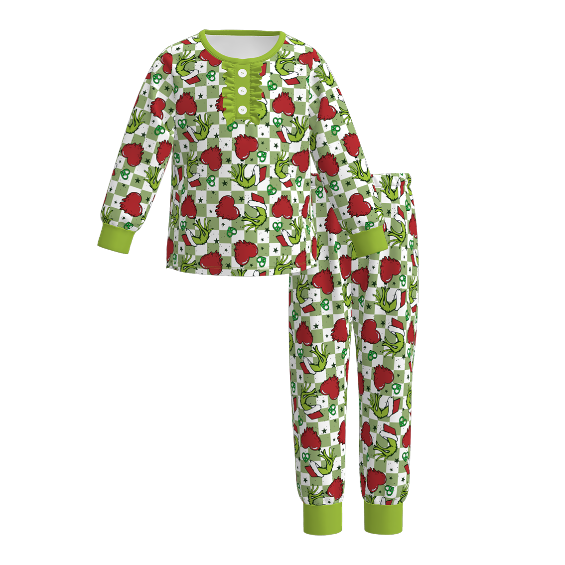 （Pre Order）Sisters Christmas Cartoon Print Dress,Pajamas＆Romper