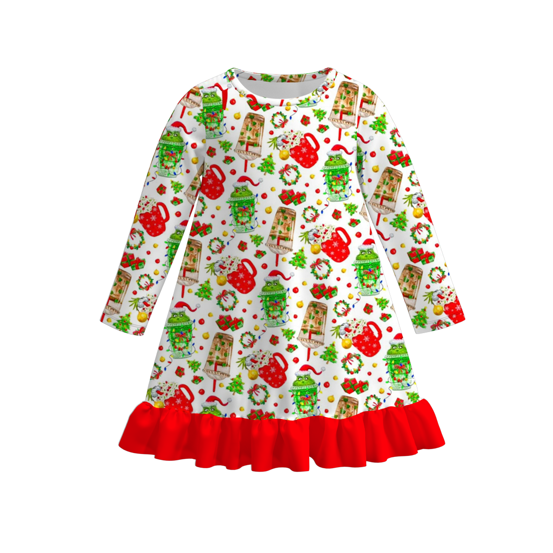 （Pre Order）Girls Fall&Winter Cartoon Print Pajamas Dress