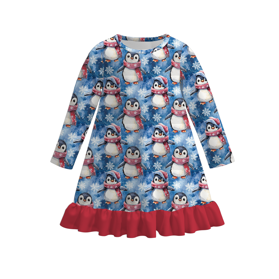 （Pre Order）Girls Fall&Winter Cartoon Print Pajamas Dress