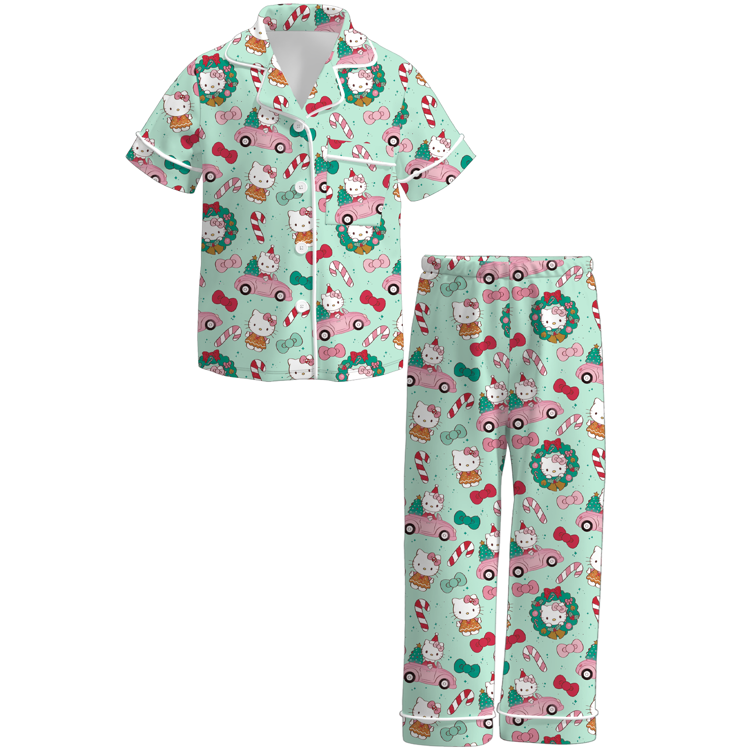 （Pre Order）Girls Christmas Cartoon Print Pajamas&Hoodie