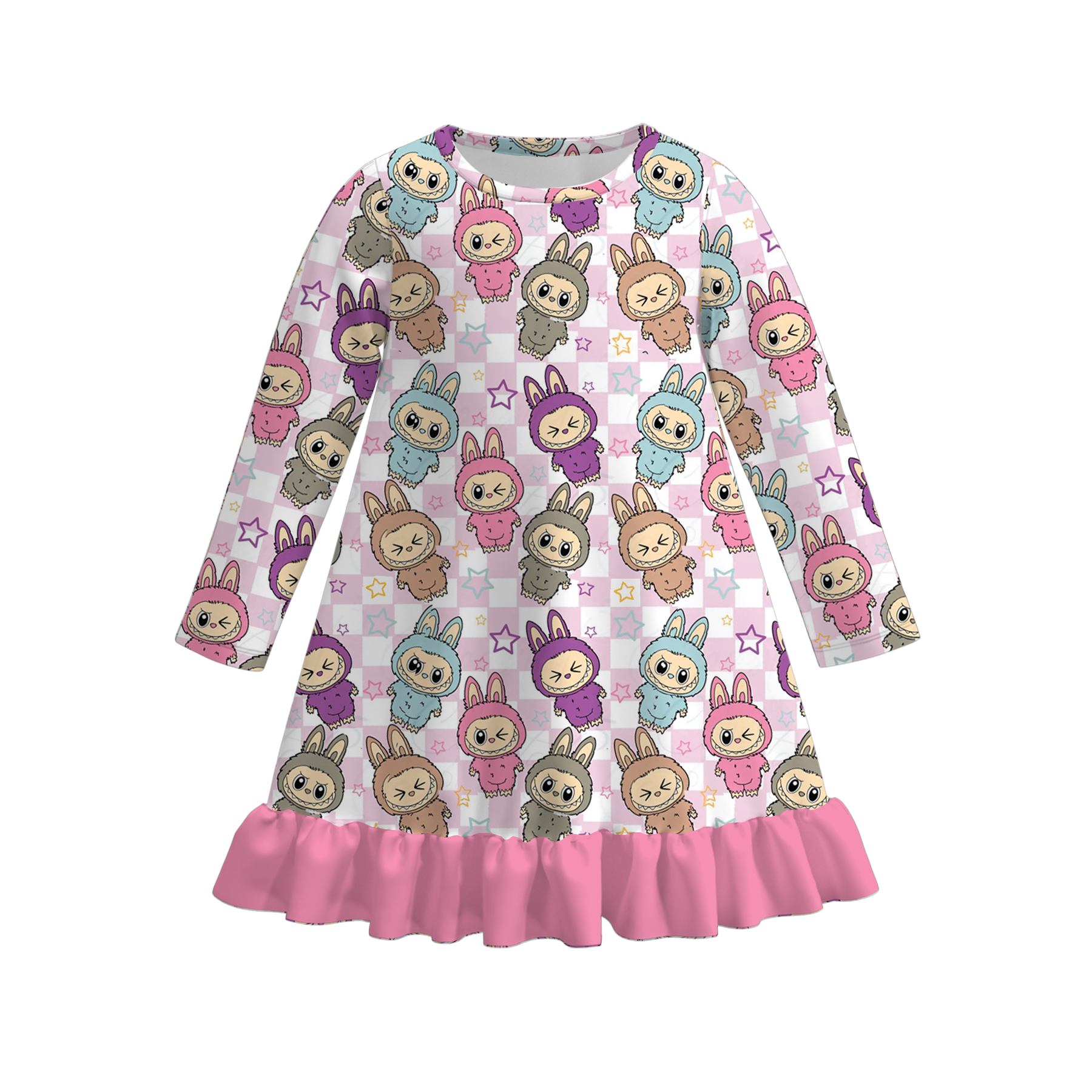（Pre Order）Girls Fall&Winter Cartoon Print Pajamas Dress