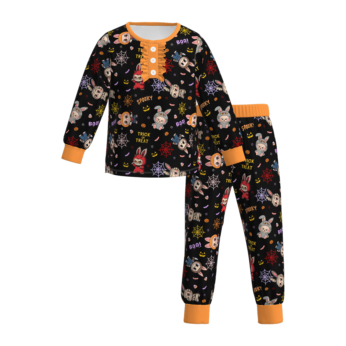 （Pre Order）Girls Halloween Cartoon Print Pajamas