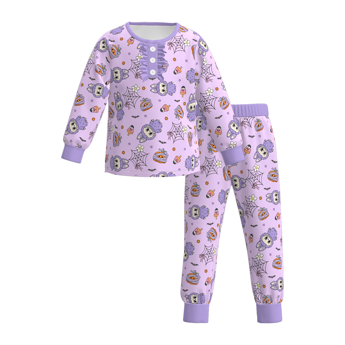 （Pre Order）Girls Halloween Cartoon Print Pajamas