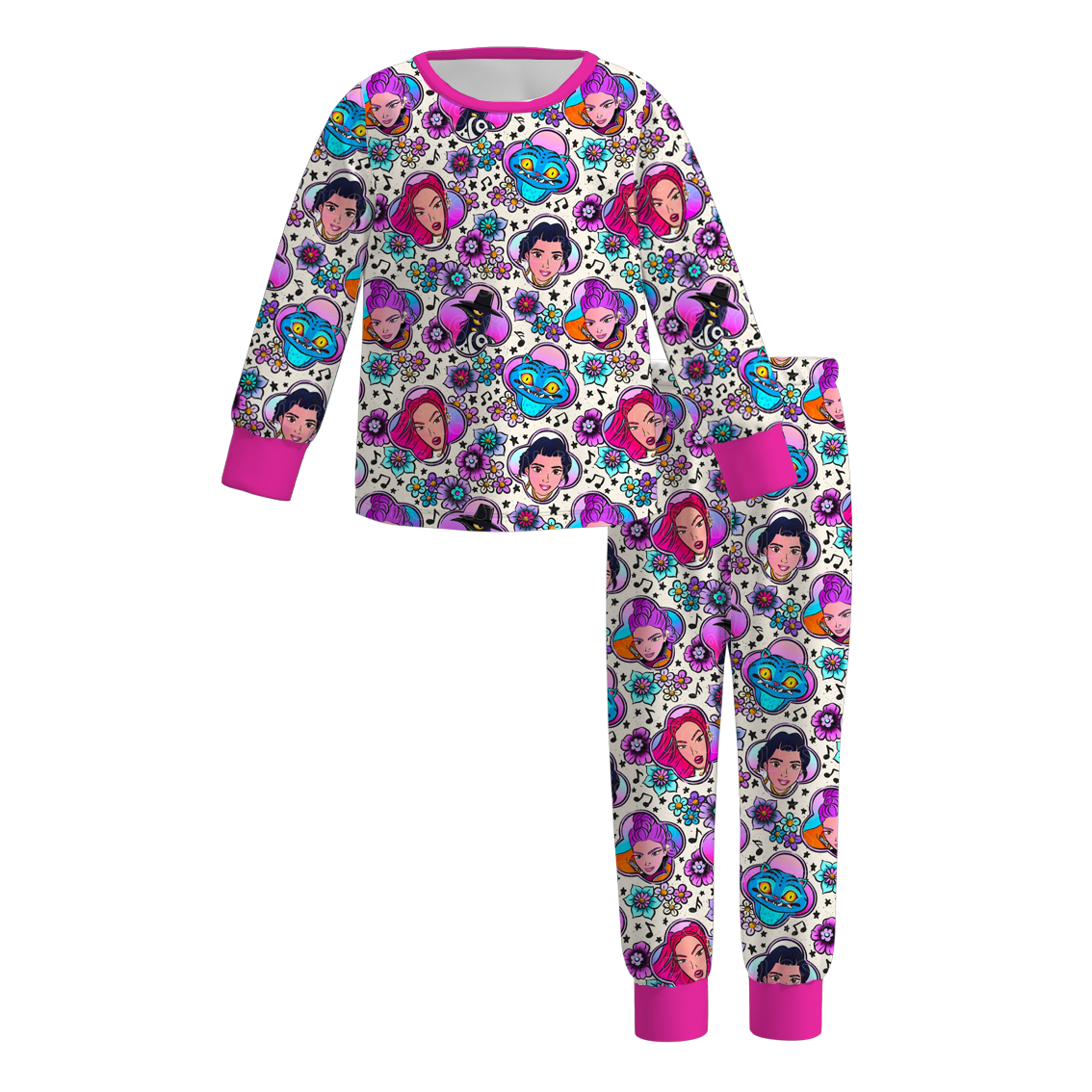 （Pre Order）Girls Movie Character Print Pajamas,Pants&Top