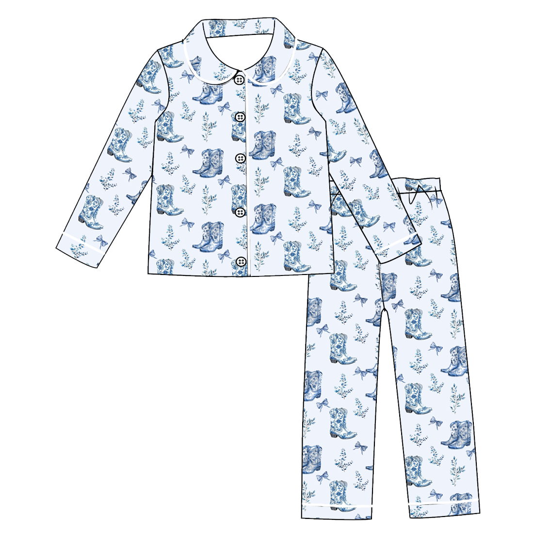 （Pre Order）Family Fall Cowgirl Embroidery Smocked Dress,Pajamas＆Romper