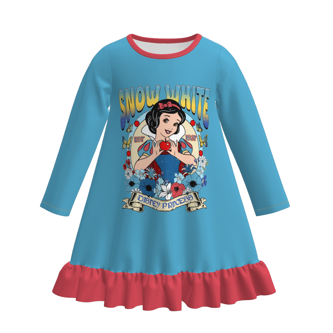 （Pre Order）Girls Fall&Winter Princess Print Pajamas Dress