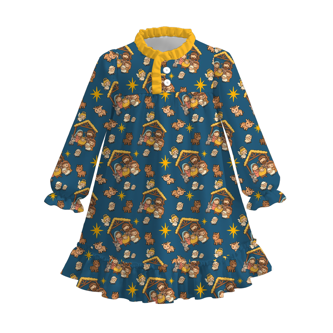 （Pre Order）Girls Christmas Print Pajamas Dress