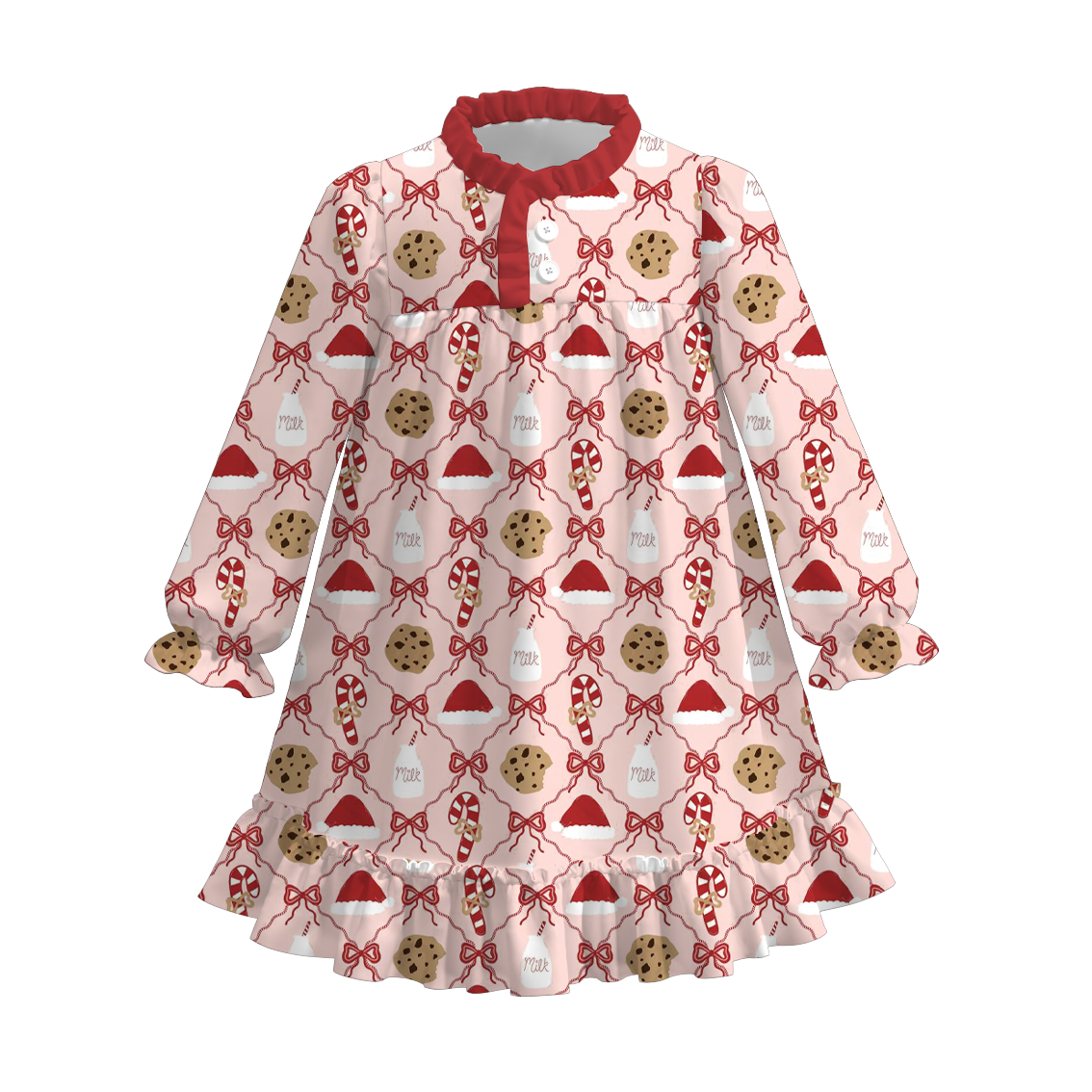 （Pre Order）Girls Christmas Print Pajamas Dress
