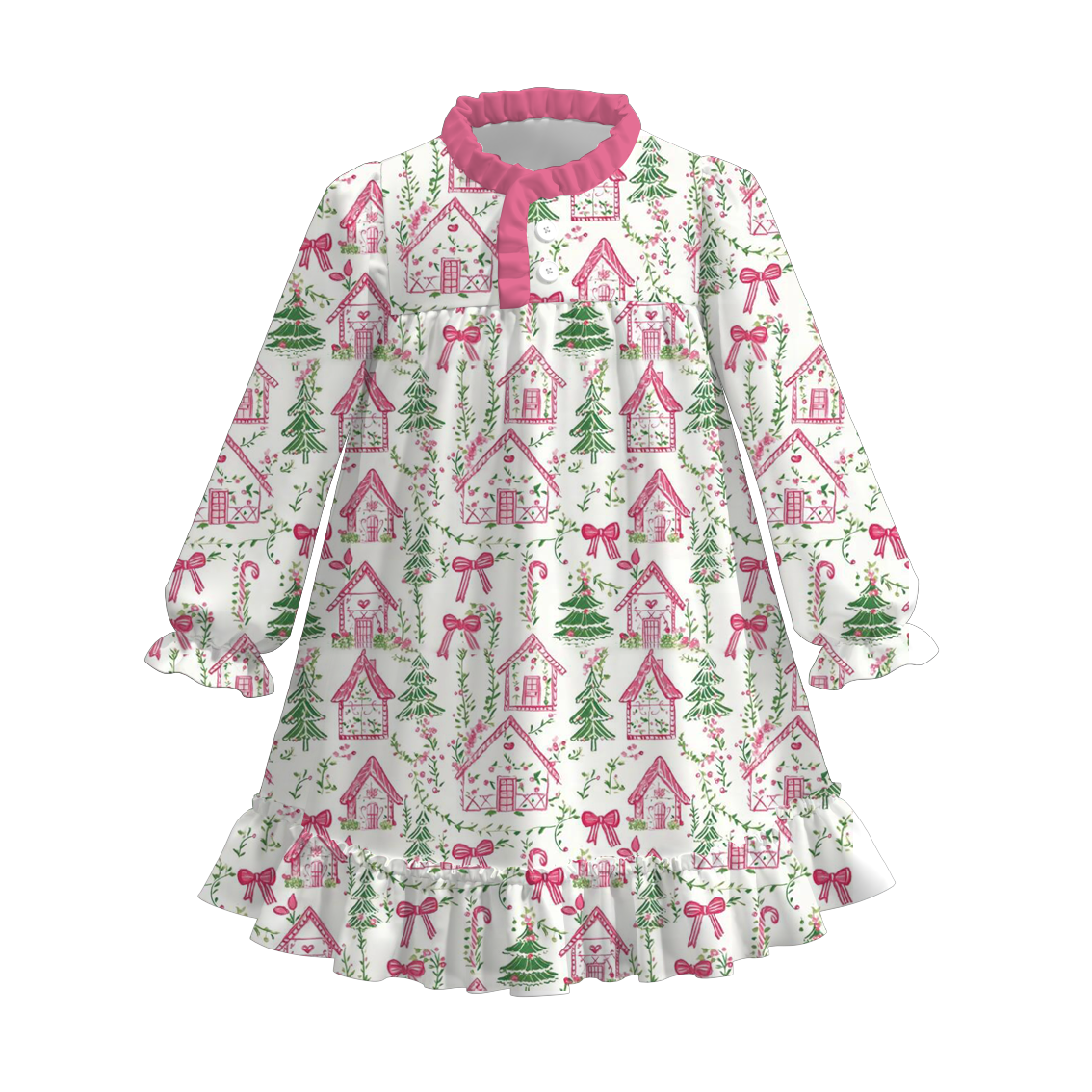 （Pre Order）Girls Christmas Print Pajamas Dress