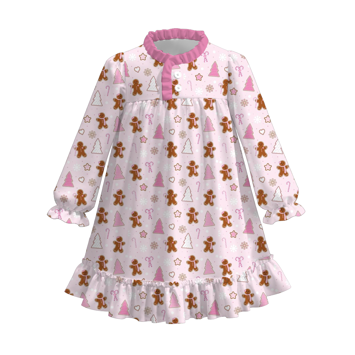 （Pre Order）Girls Christmas Print Pajamas Dress