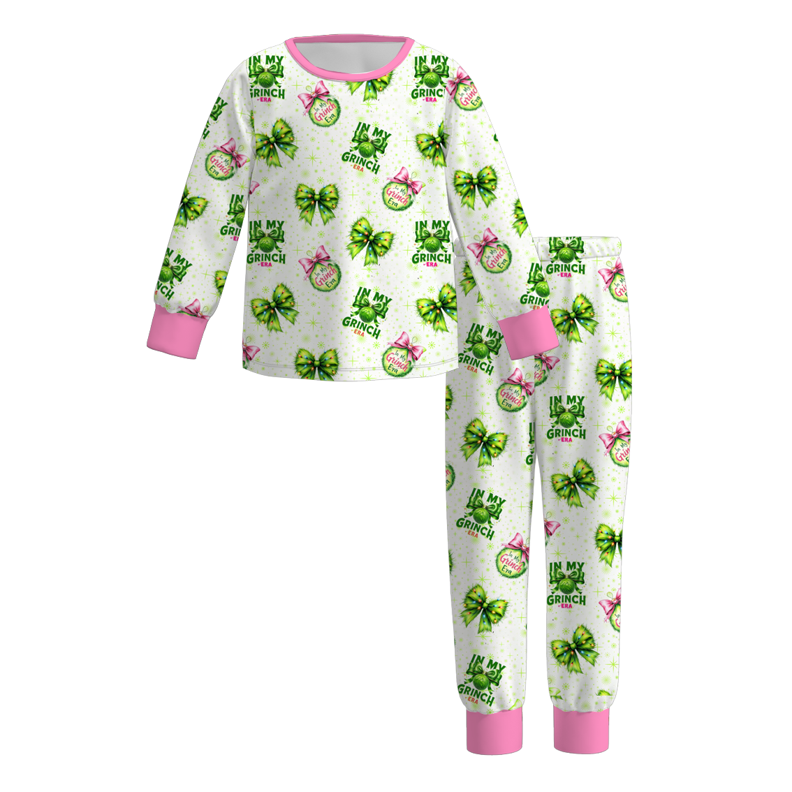 （Pre Order）Girls Christmas Cartoon Print Pajamas