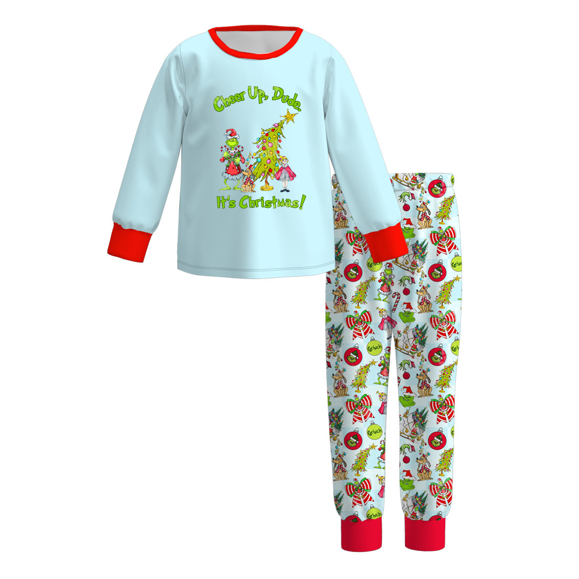 （Pre Order）Girls Christmas Cartoon Print Pajamas