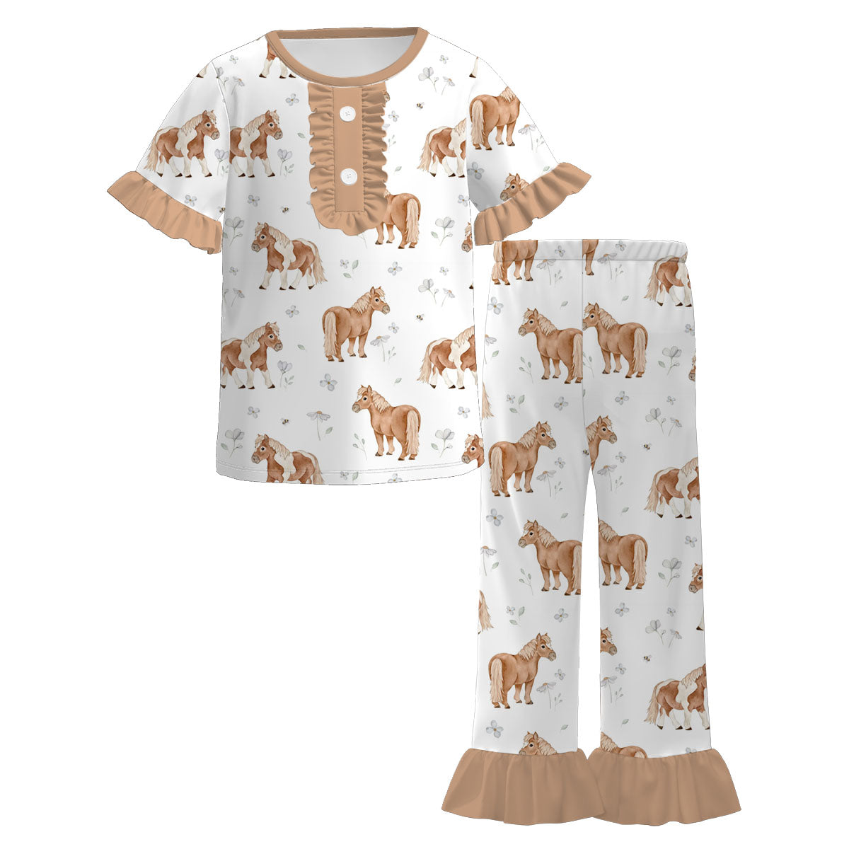 （Pre Order）Family Fall Horse Print Dress,Pajamas,Romper