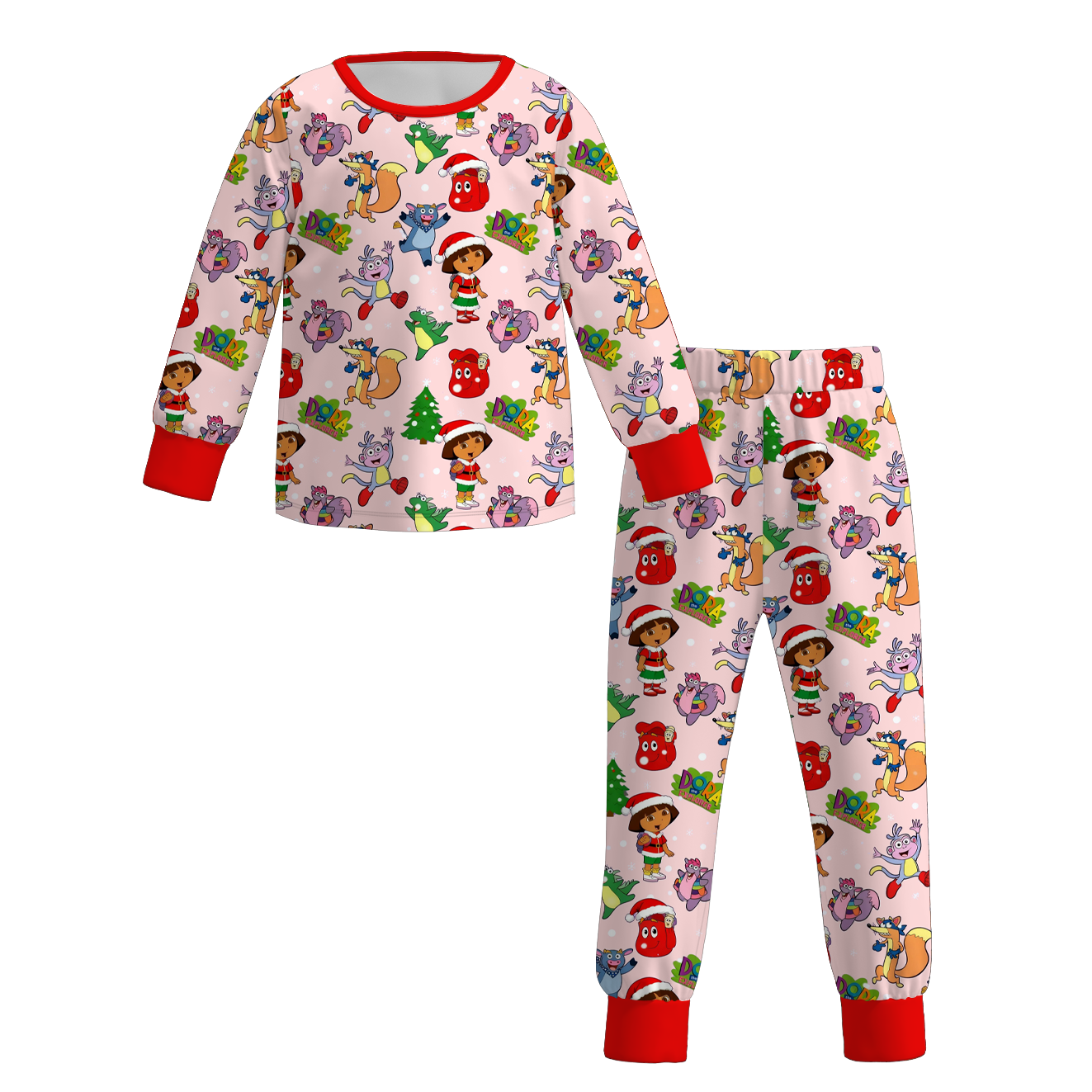 （Pre Order）Girls Christmas Cartoon Print Set&Top