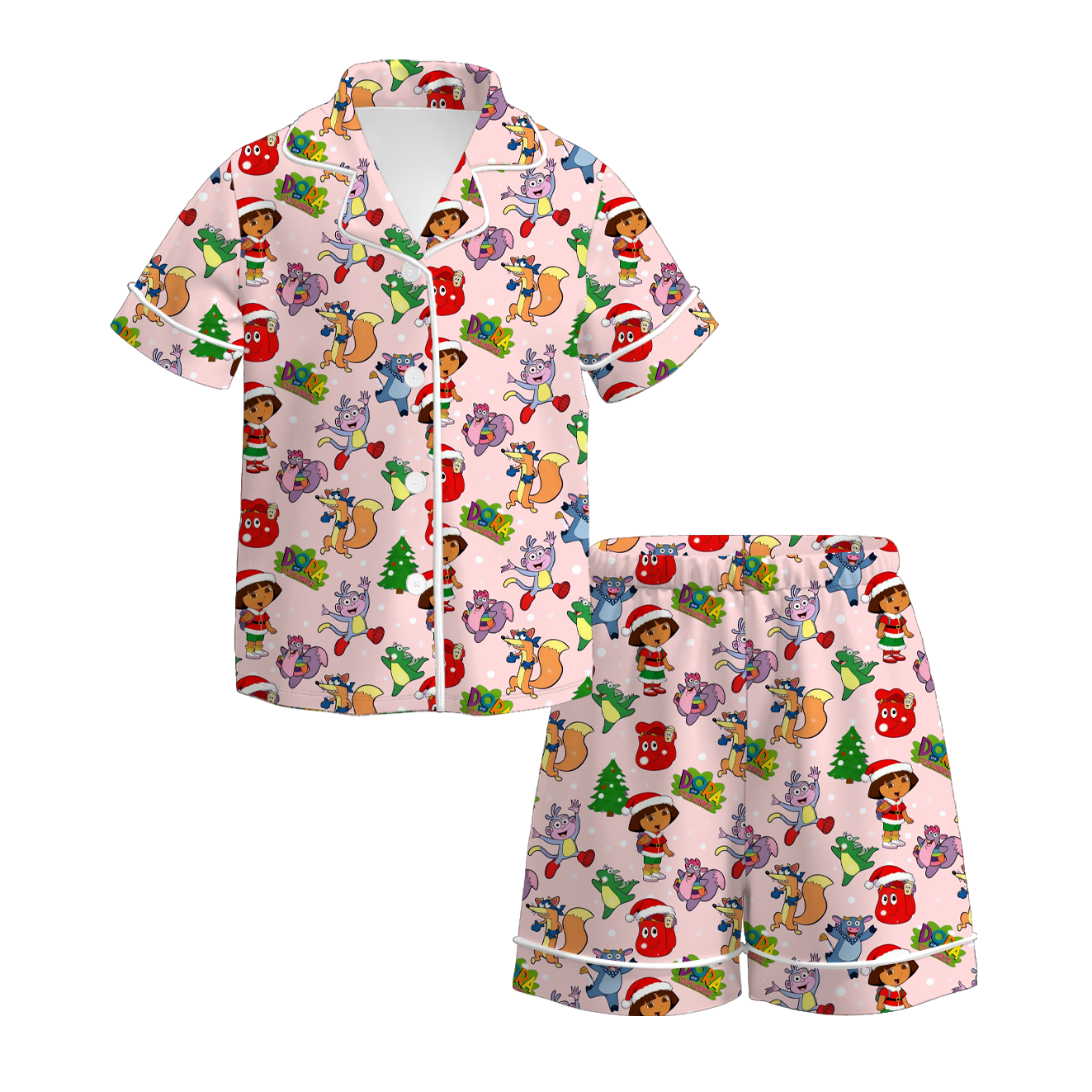 （Pre Order）Girls Christmas Cartoon Print Set&Top