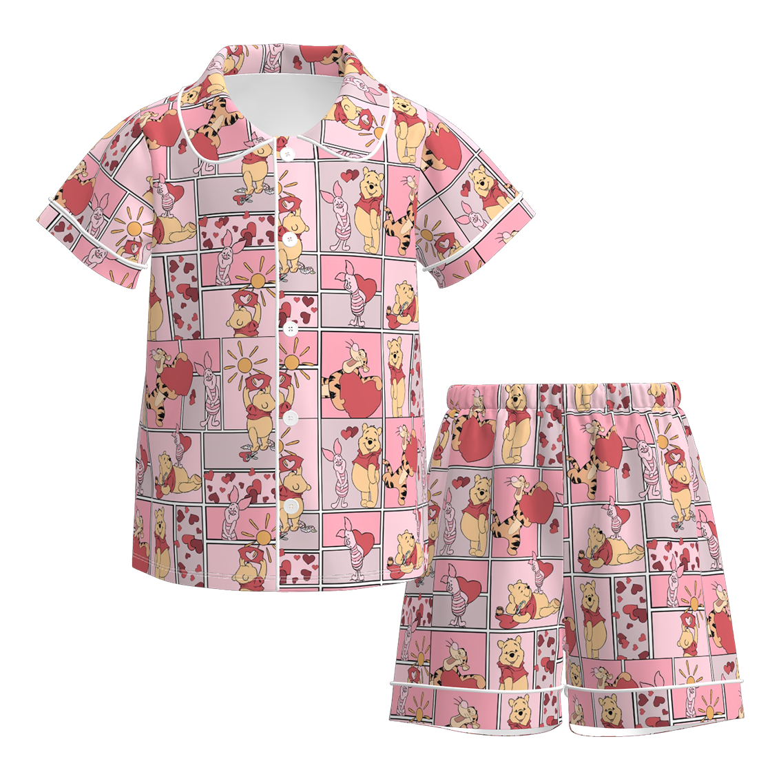 （Pre Order）Girls Valentine's Day Cartoon Print Pajamas