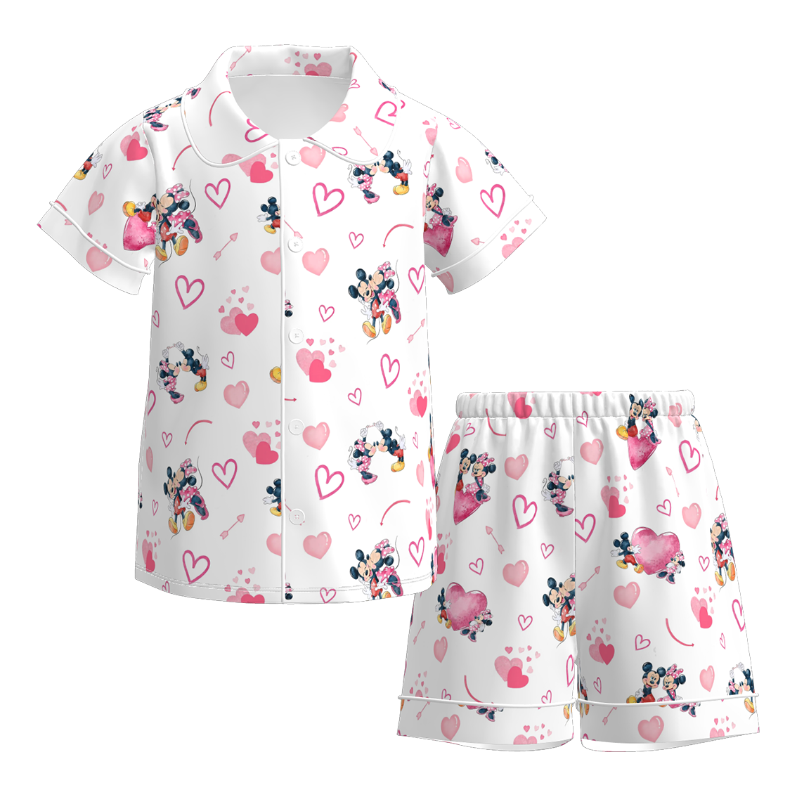 （Pre Order）Girls Valentine's Day Cartoon Print Pajamas