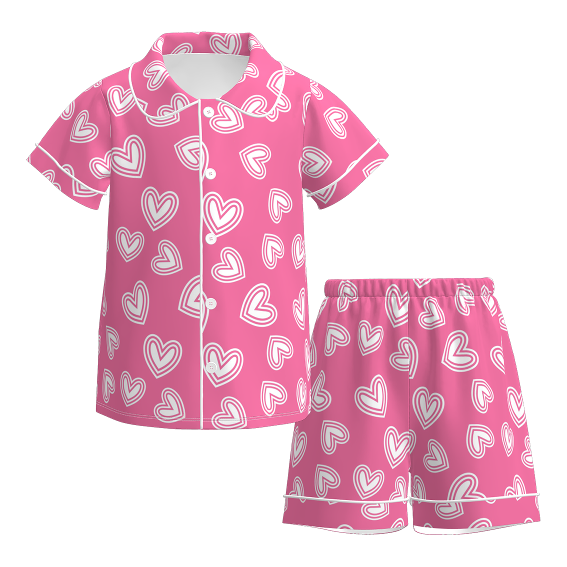 （Pre Order）Girls Valentine's Day Cartoon Print Pajamas