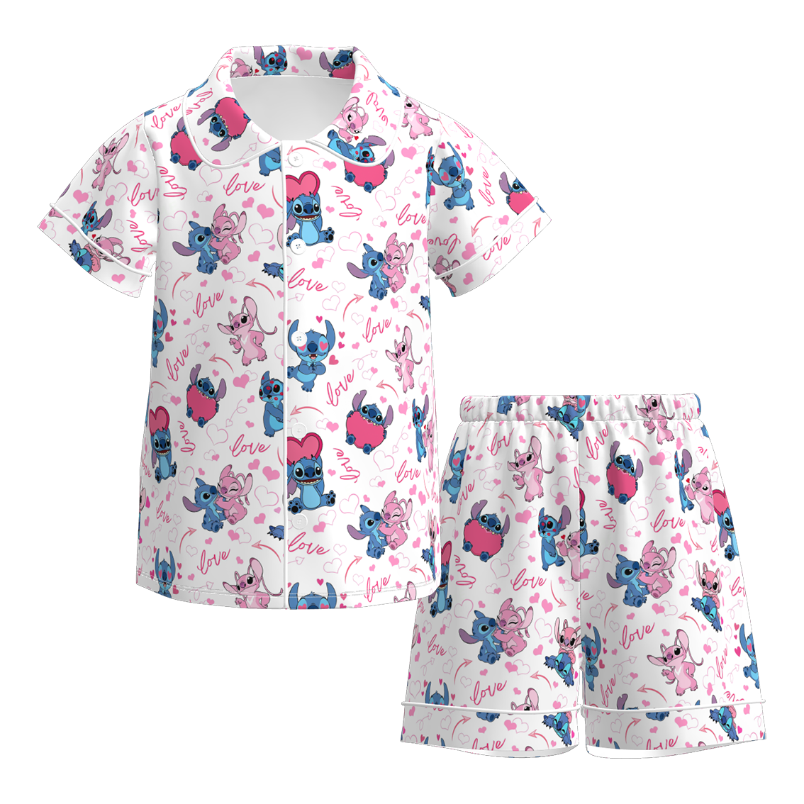 （Pre Order）Girls Valentine's Day Cartoon Print Pajamas