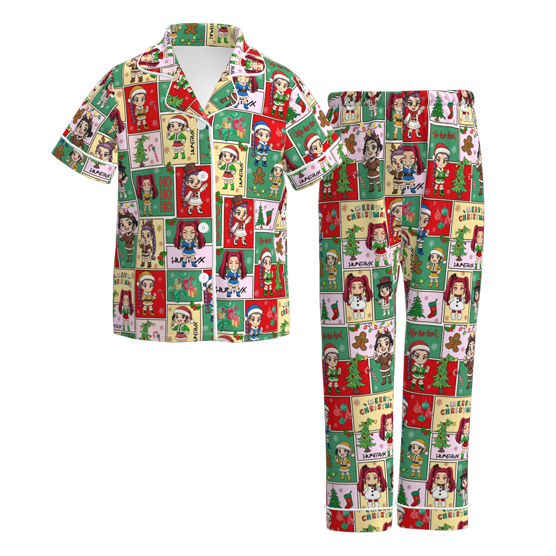 （Pre Order）Girls Christmas Cartoon Print Pajamas