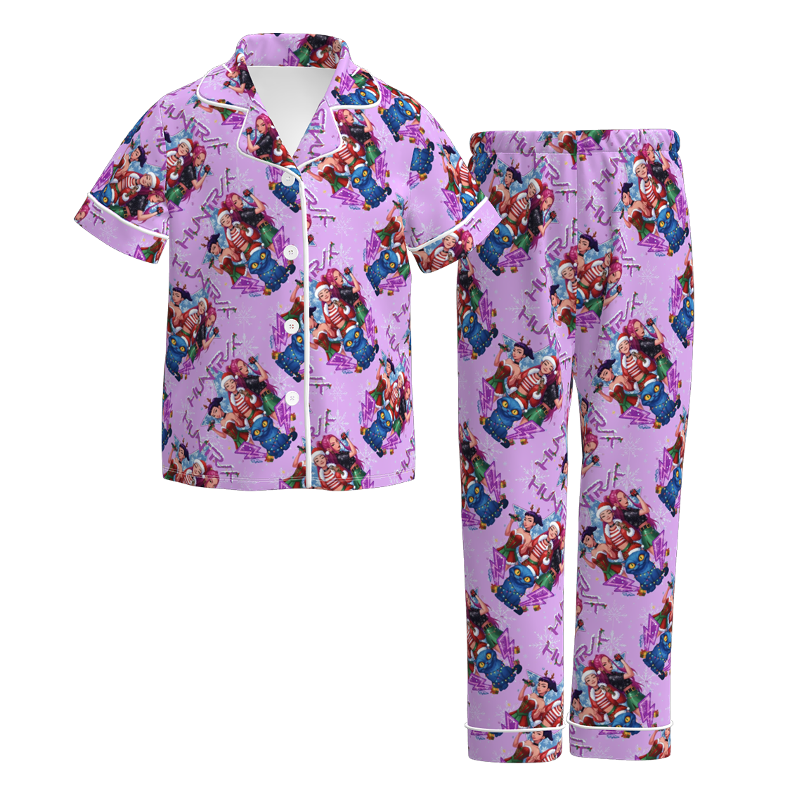 （Pre Order）Girls Christmas Cartoon Print Pajamas