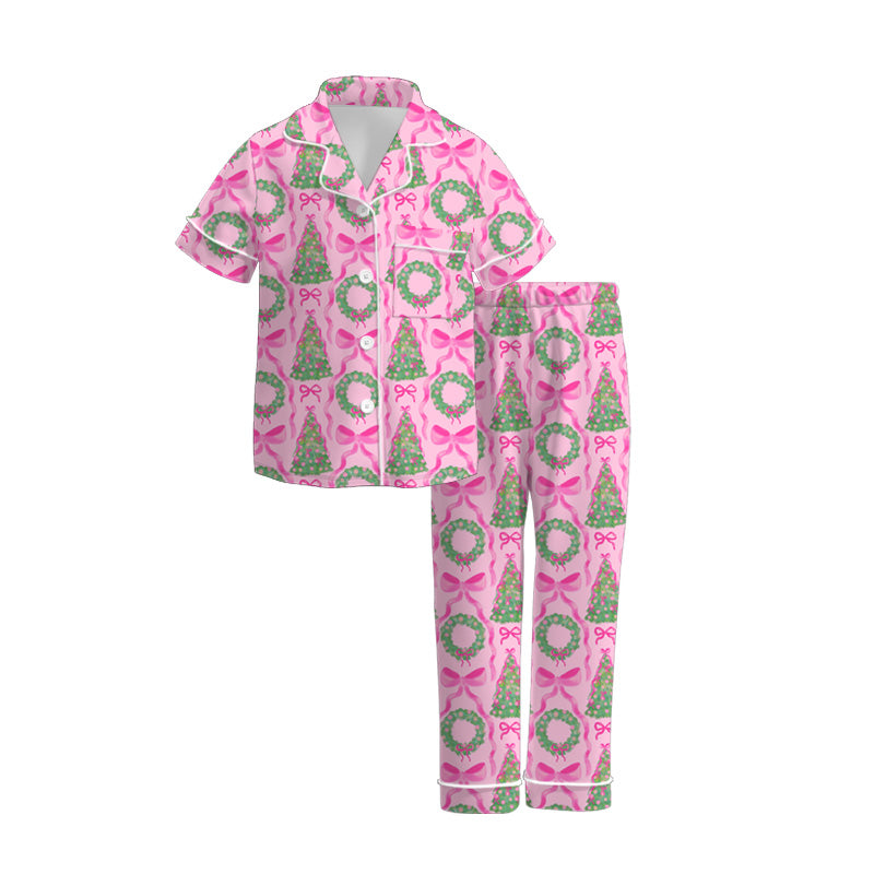 （Pre Order）Girls Christmas Cartoon Print Dress&Set