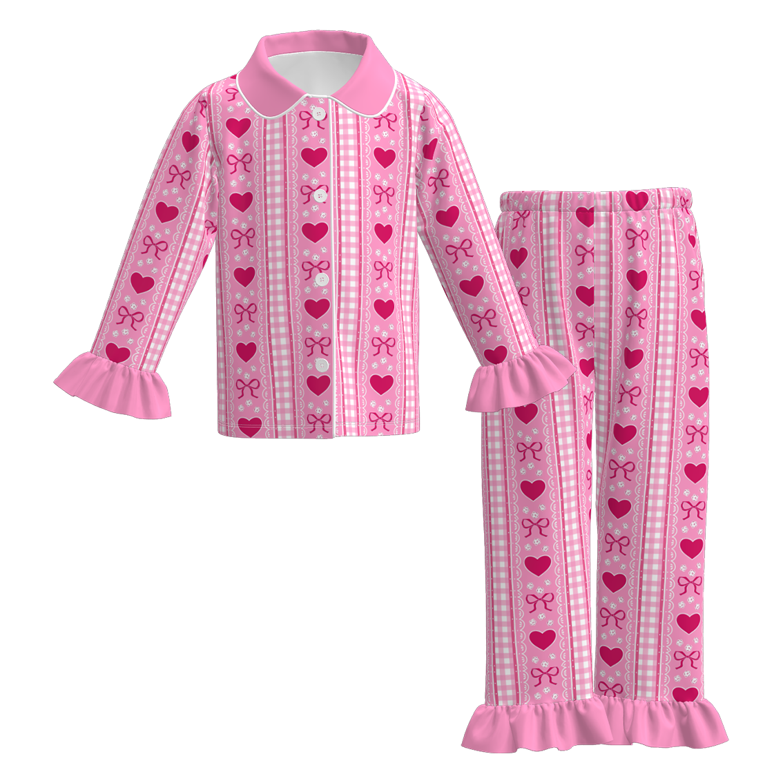 （Pre Order）Girls Valentine's Day Print Dress,Set&Top
