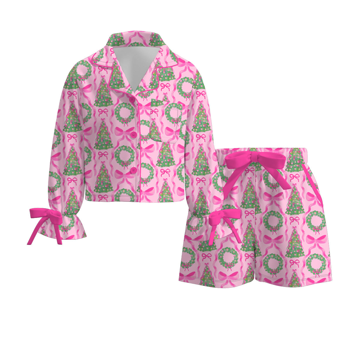 （Pre Order）Girls Christmas Cartoon Print Dress&Set