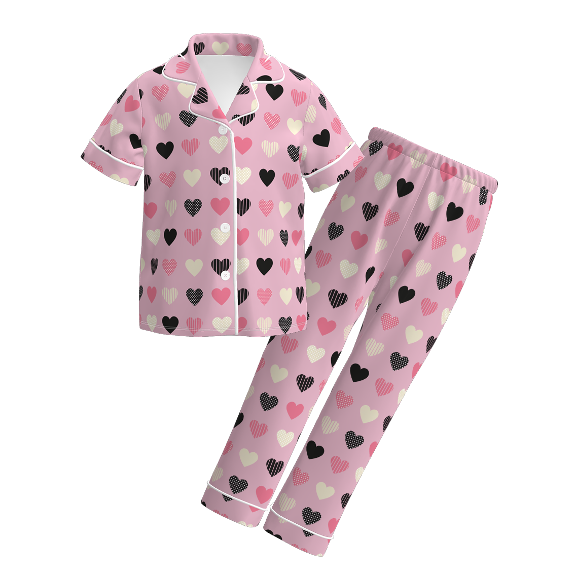（Pre Order）Girls Valentine's Day Cartoon Print Pajamas