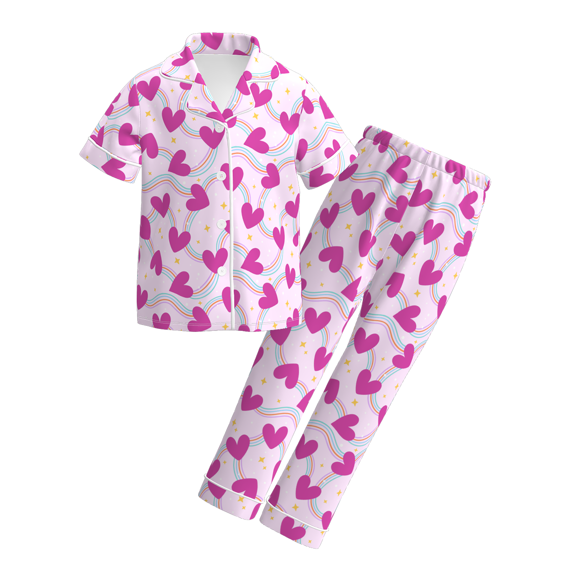 （Pre Order）Girls Valentine's Day Cartoon Print Pajamas