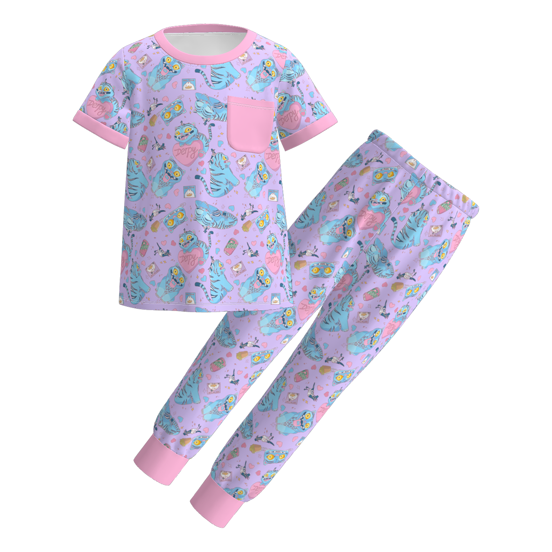 （Pre Order）Girls Valentine's Day Movie Character Print Pajamas