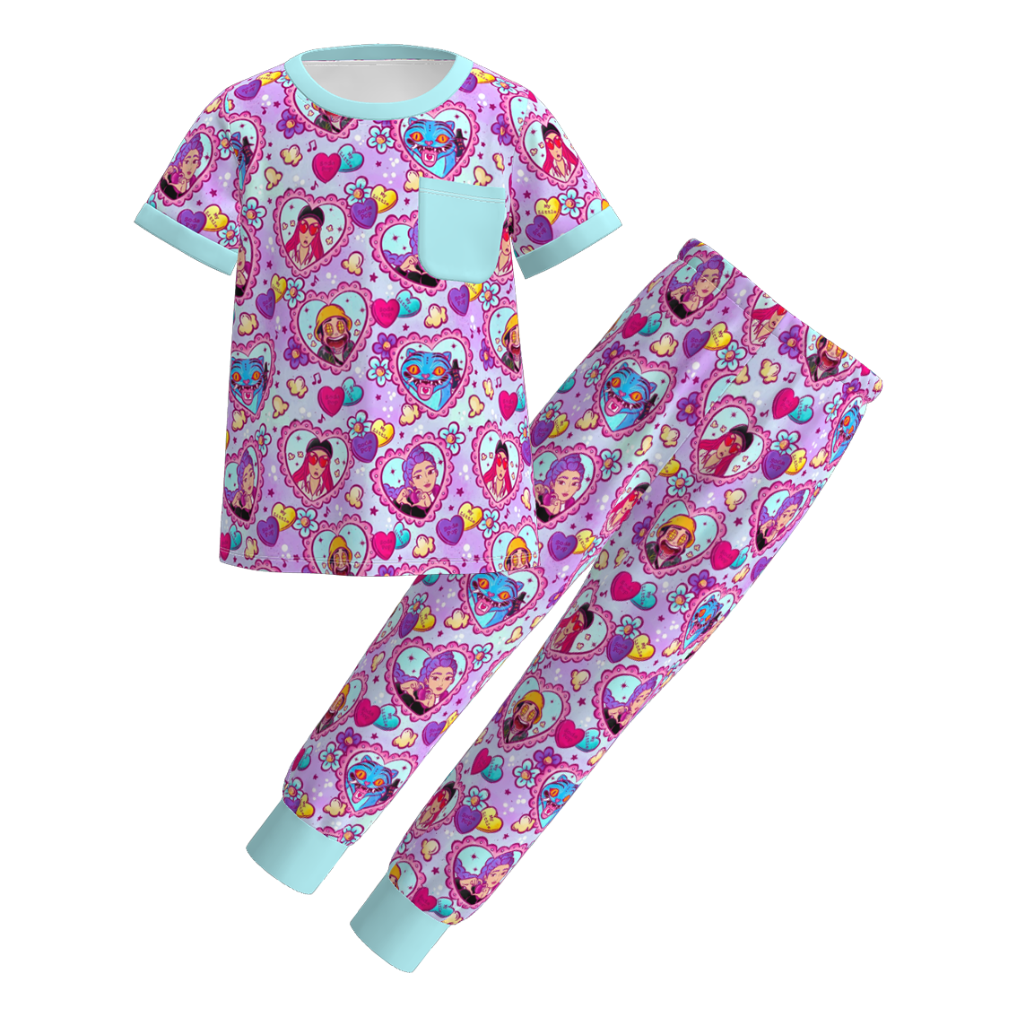 （Pre Order）Girls Valentine's Day Movie Character Print Pajamas