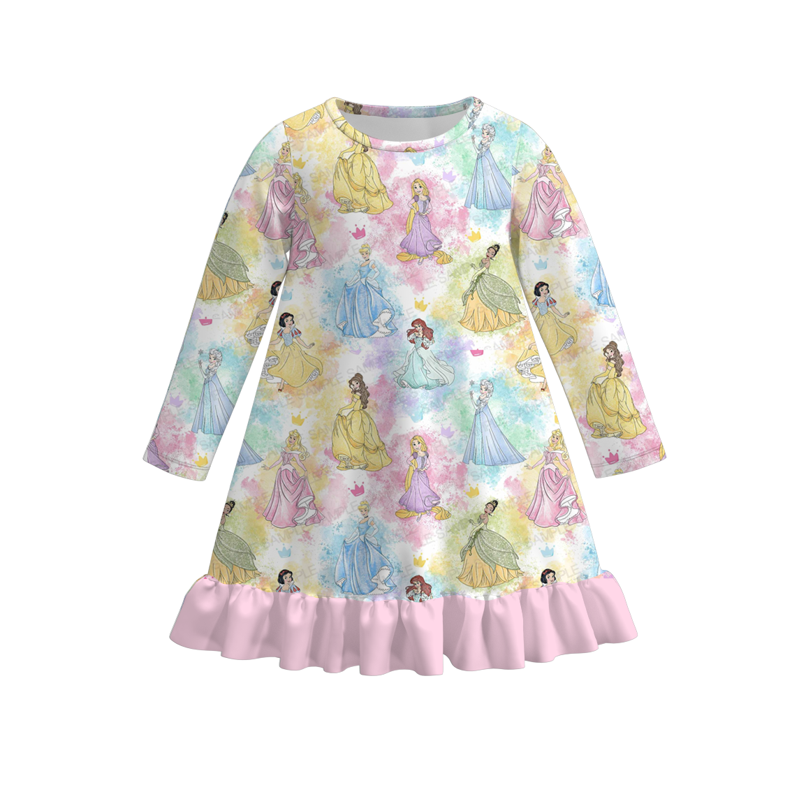 （Pre Order）Girls Fall&Winter Princess Print Pajamas Dress