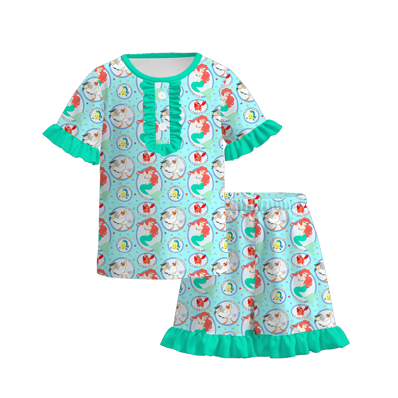 （Pre Order）Girls Spring Cartoon&Princess Print Pajamas