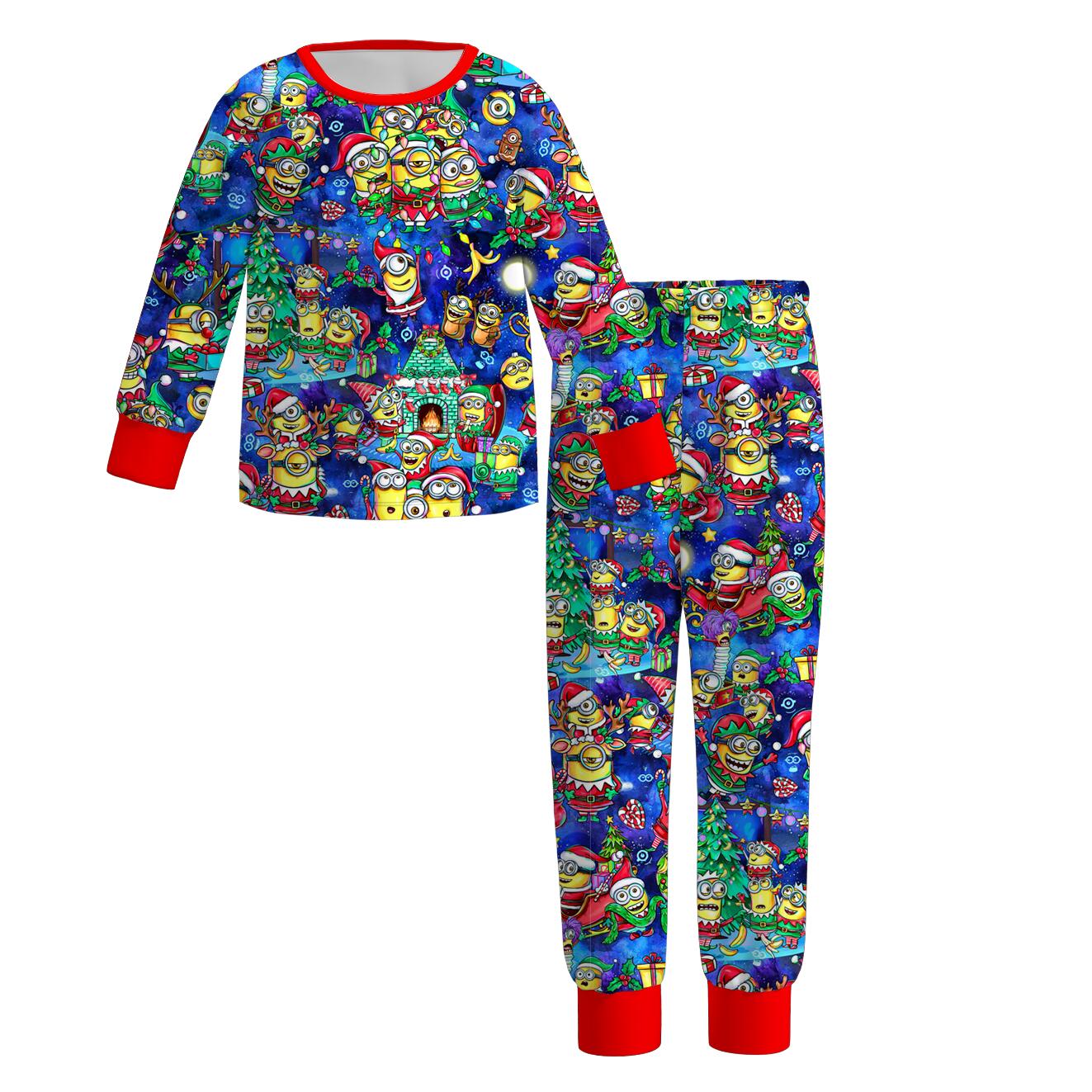 （Pre Order）Family Christmas Cartoon Print Dress,Pajamas&Pants