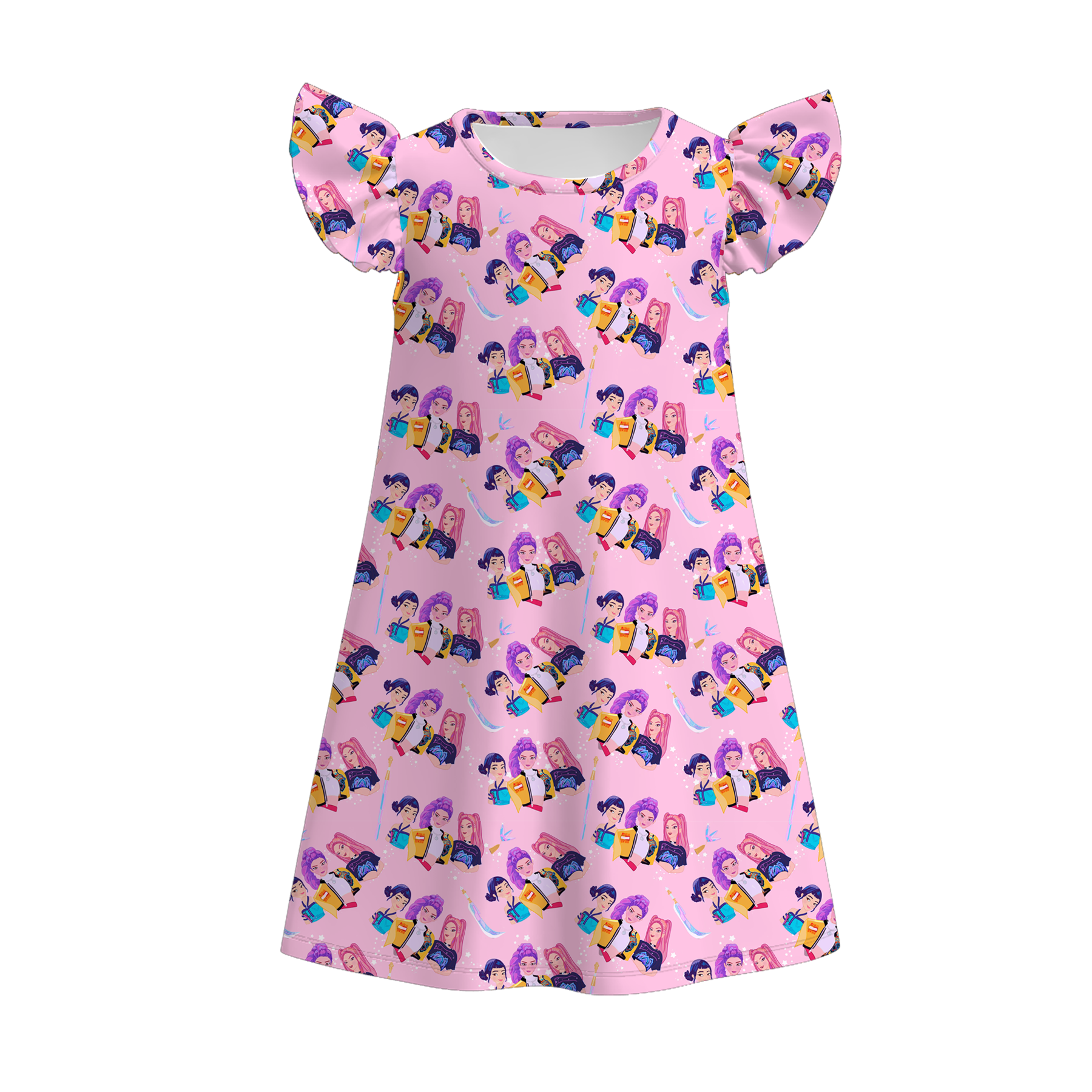 （Pre Order）Girls Spring&Summer Movie Character Print Pajamas Dress