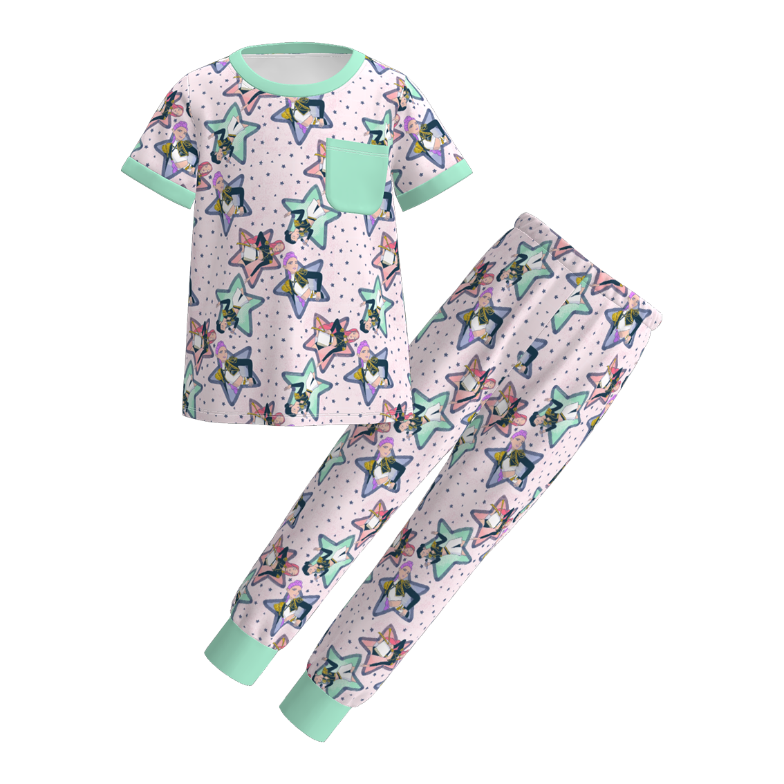 （Pre Order）Girls Spring&Summer Movie Character Print Pajamas
