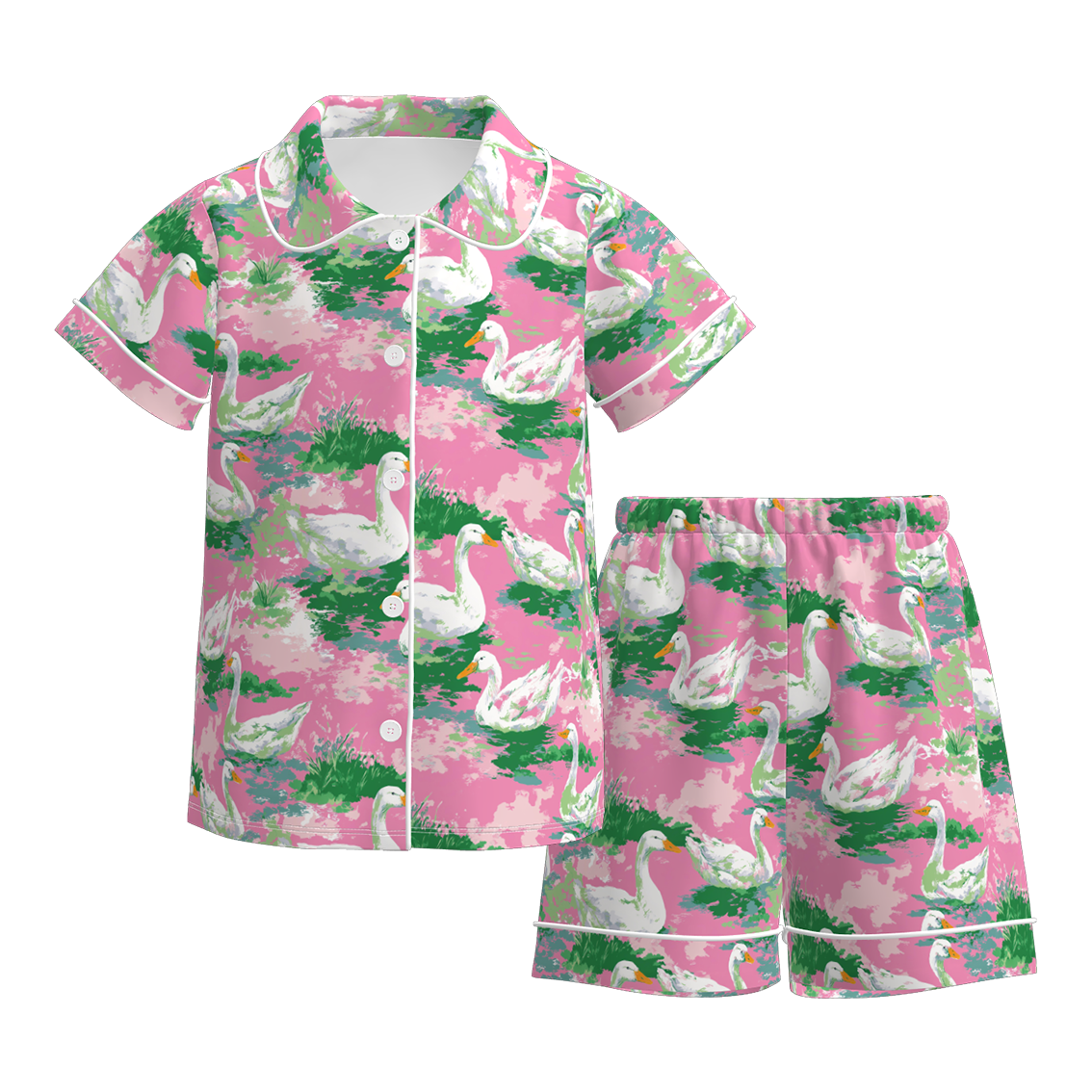 （Pre Order）Girls Spring&Summer Goose Print Pajamas