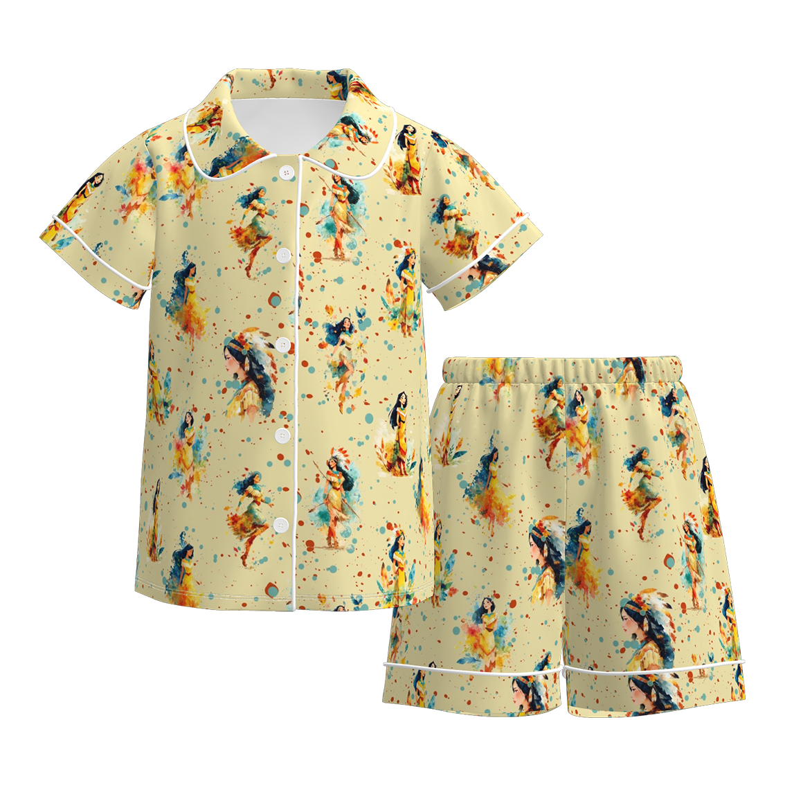 （Pre Order）Girls Spring&Summer Princess Print Pajamas