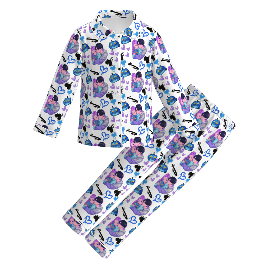 （Pre Order）Girls Spring&Summer Movie Character Print Pajamas